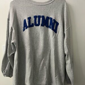 Aerie Gray Crew Neck Sweater with Blue Alumni Design